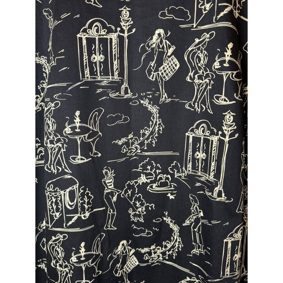 Talbots Dress Women 16W Navy Blue White Cotton Parisian Scene Preppy Plus Size - Picture 7 of 10